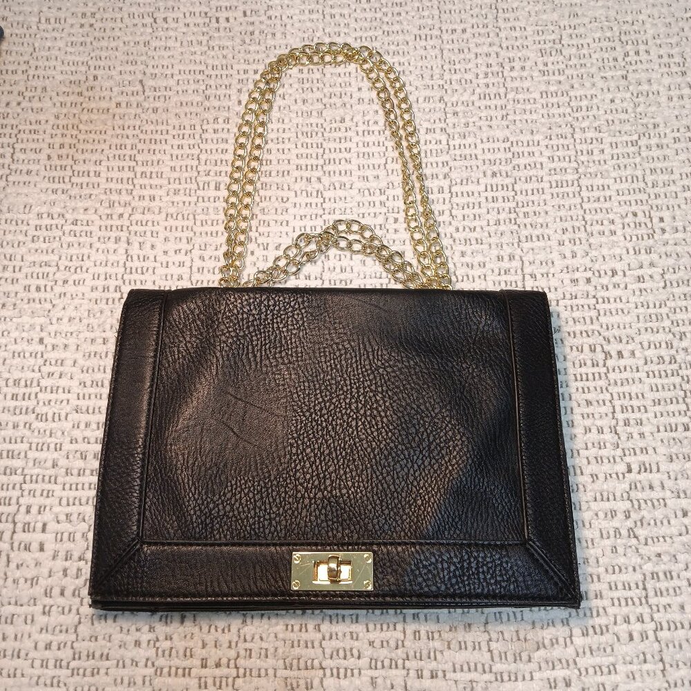 Olivia + Joy faux pebbled leather envelope chain strap shoulder / hand bag purse